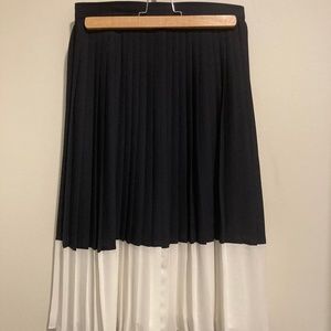 J.Crew Pleated Navy/White Midi Skirt